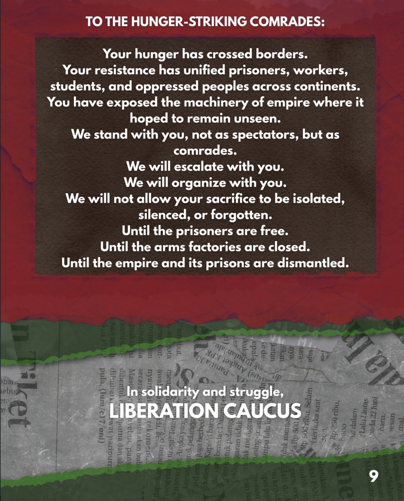 The Real Dragons: Once Again On The Prisoners for Palestine Hunger Strike